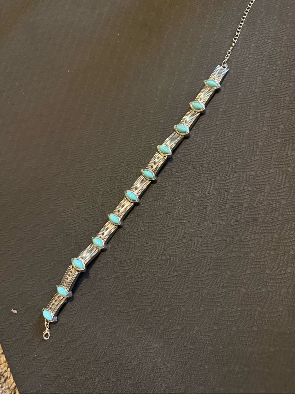 Sterling-Style Silver Bracelet with Turquoise Marquise Stones 15